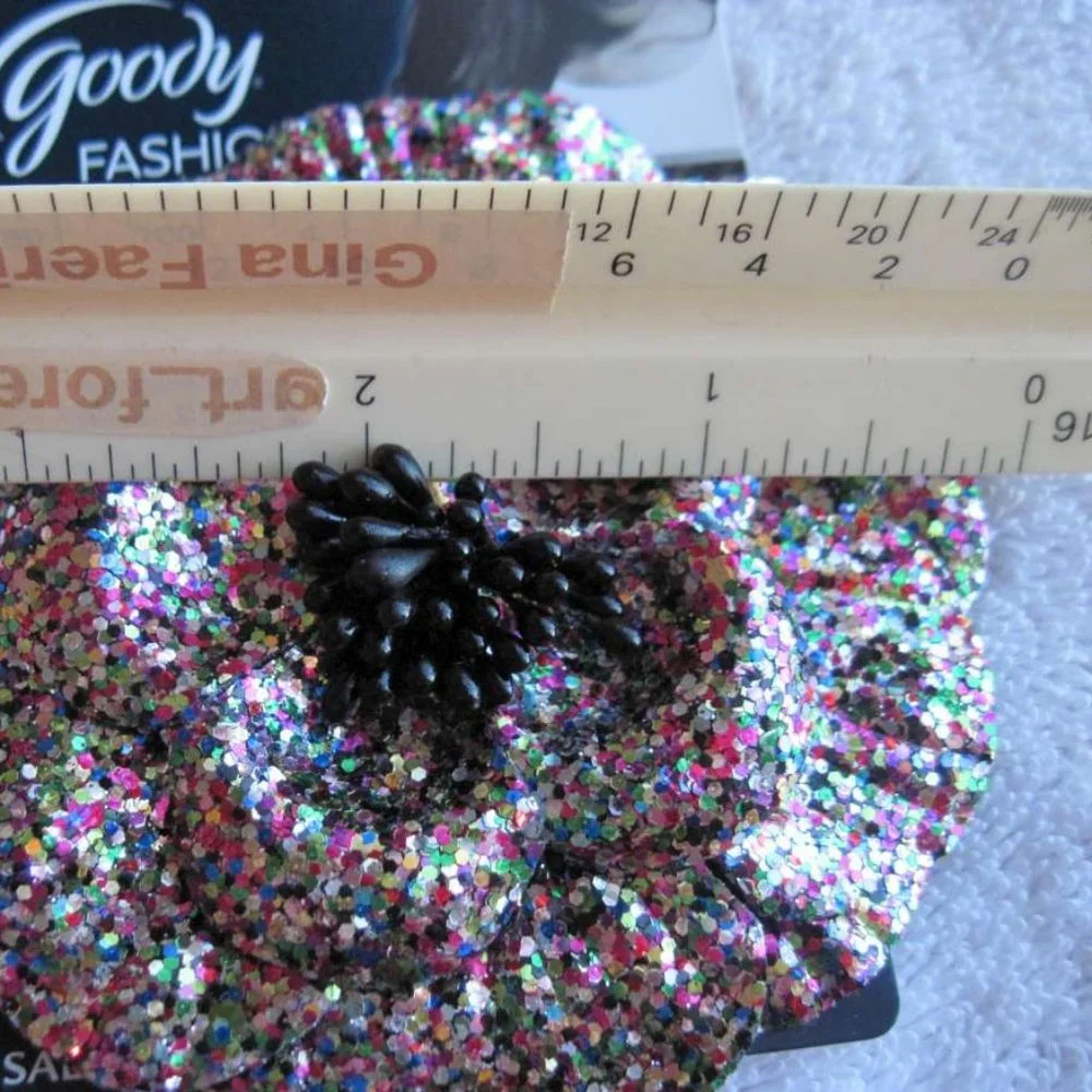 Goody Large Flower Glitter Metal Sectioning Hair Clip Jewelry Accessory Safe Pin